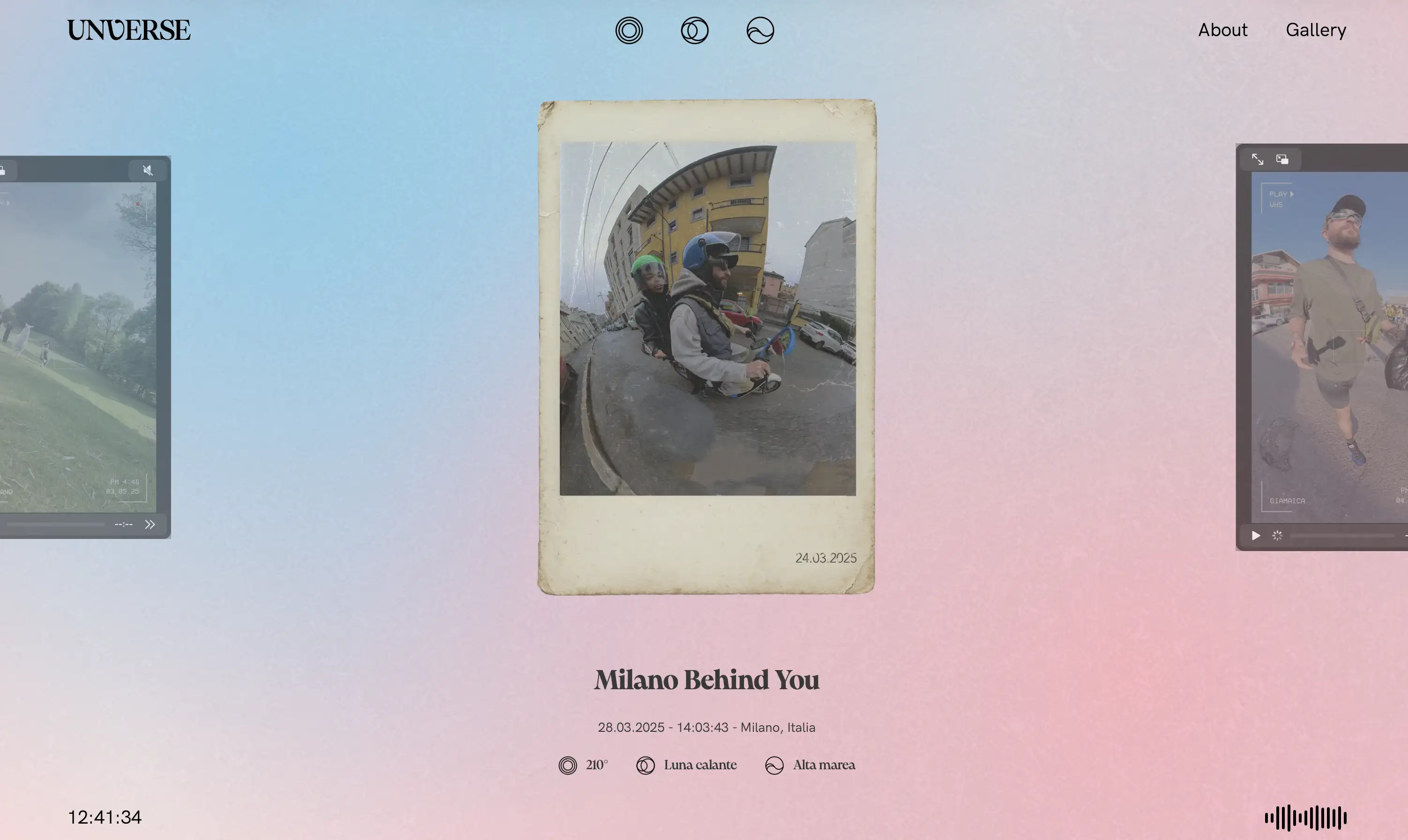Unverse - UI della gallery del sito